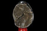 Septarian Dragon Egg Geode - Black Crystals #95999-1